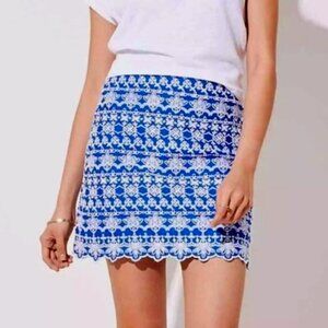Loft Women's Plus Size Eyelet Embroidered Scallop Mini Skirt Tribal Bohemian 14